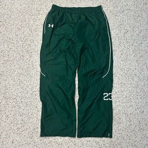 Baggy Under Armour Windbreaker Track Pants Green Mesh Lined Sz Large Loose Fit